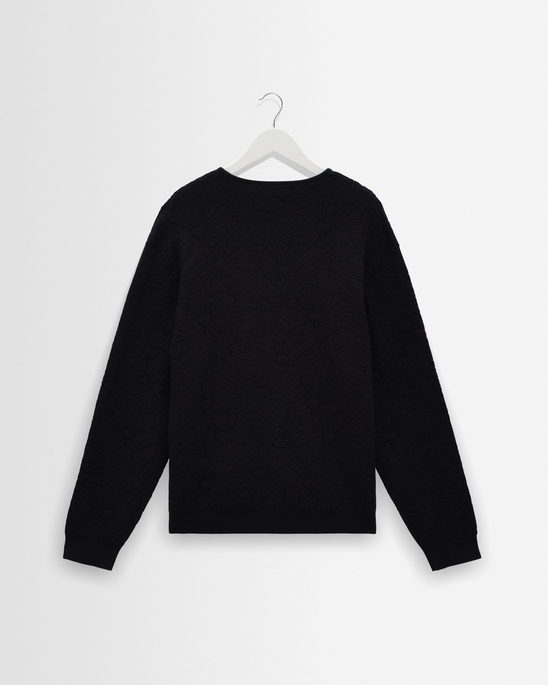 Alban - Navy And Black Floral Jacquard Cardigan 8