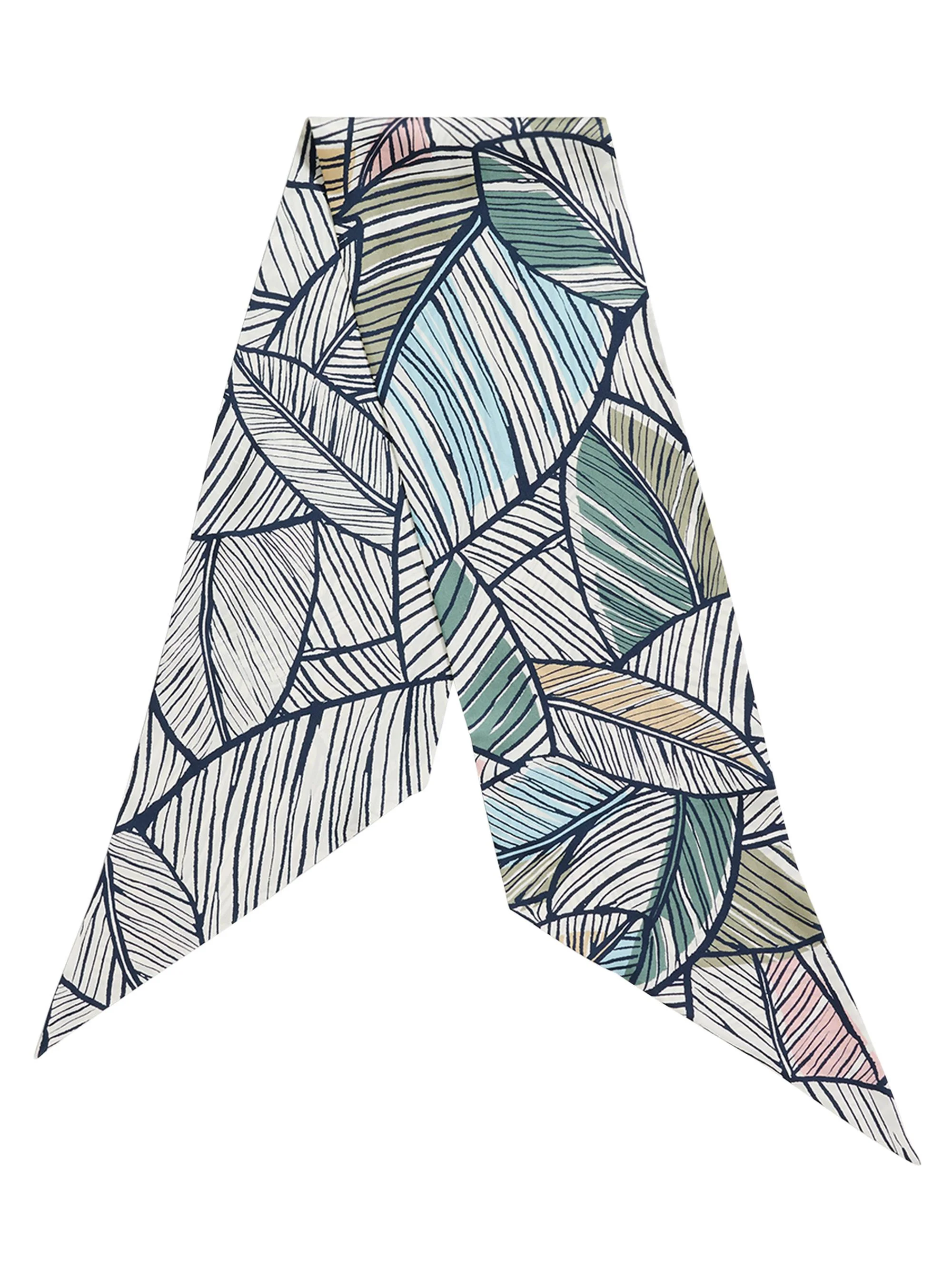 Men's Leaf Silk Scarf - Multi - 1