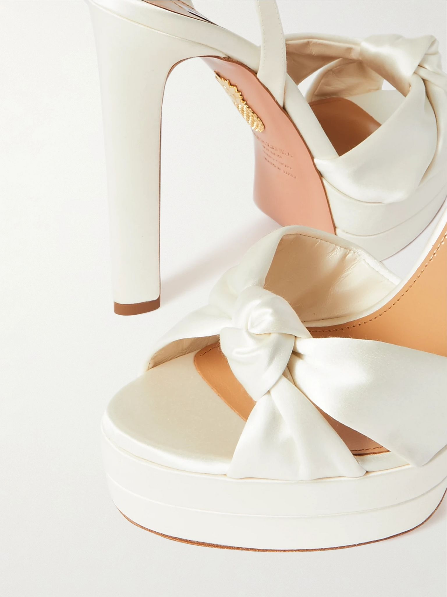 Cupid Plateau 130 knotted satin platform sandals White - 4