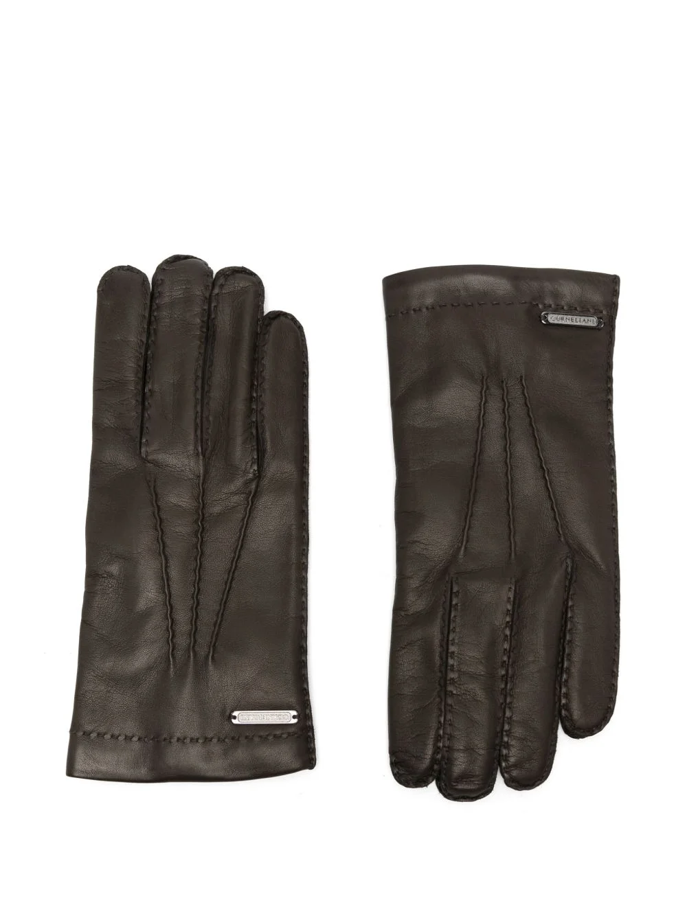 logo-plaque whipstitch-trim gloves - 1