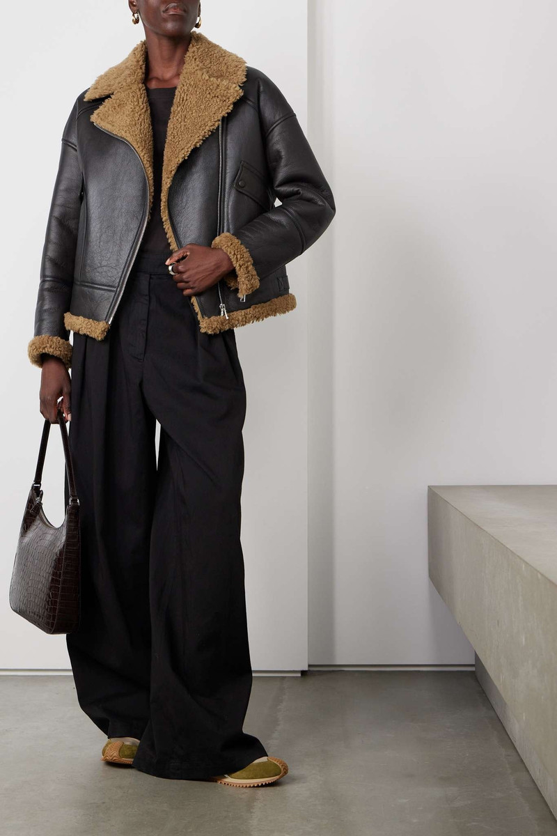 Yves Salomon Shearling-trimmed leather jacket outlook