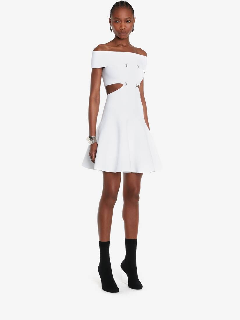 Women's Off-the-shoulder Slashed Mini Dress in Optic White - 3