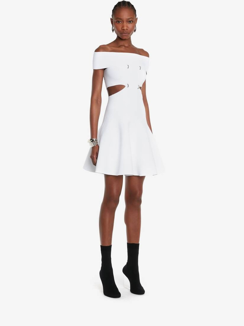 Women's Off-the-shoulder Slashed Mini Dress in Optic White 3