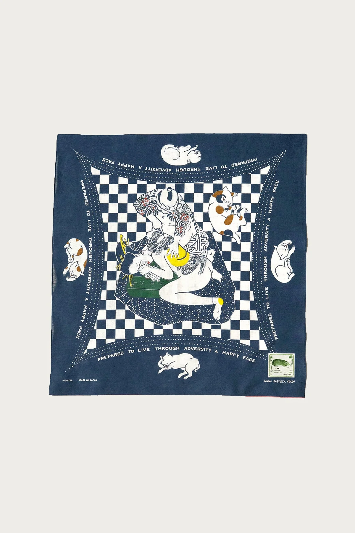 FASTCOLOR SELVEDGE BANDANA (RAINBOWY NO WOMAN NO CRY) - NAVY - 1