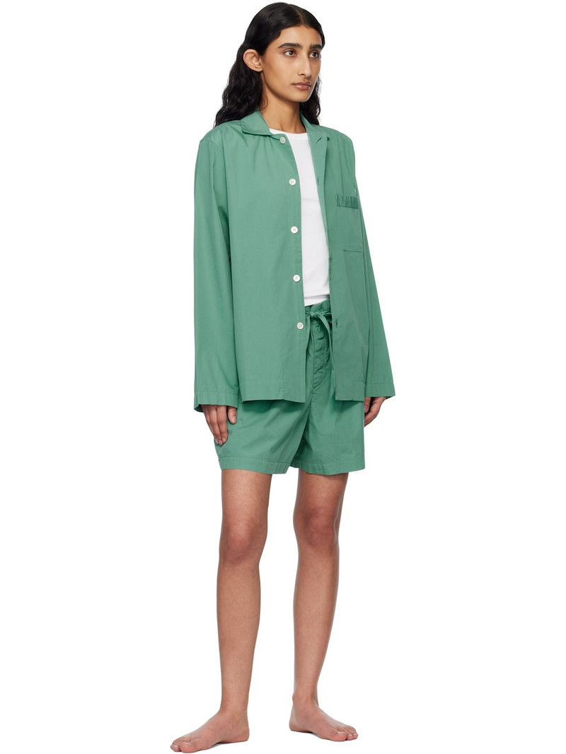 TEKLA Green Poplin Long-Sleeved Pyjama Shirt outlook