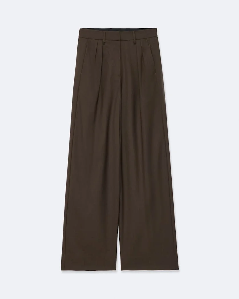 LAURA DOUBLE-PLEAT RELAXED WOOL-BLEND PANTS - 1