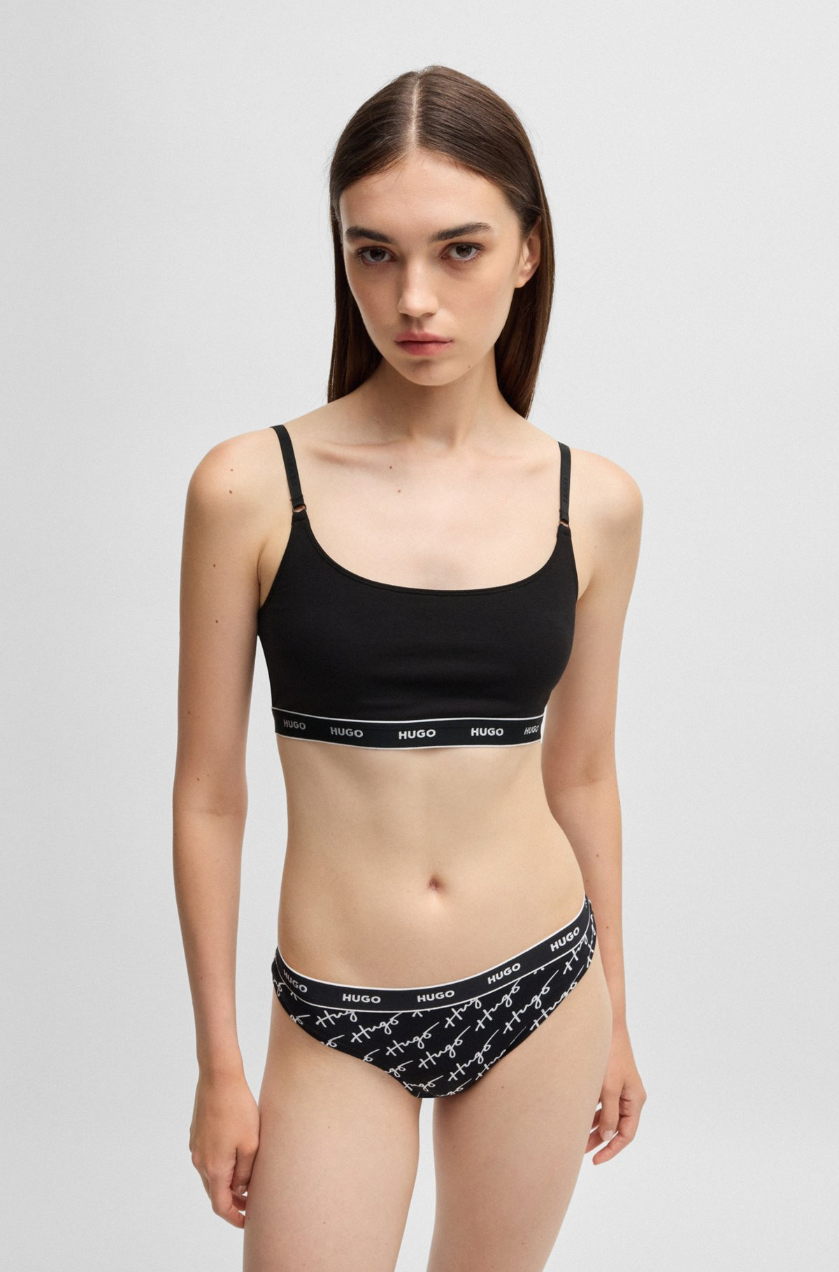 THREE-PACK OF STRETCH-COTTON THONGS WITH LOGO WAISTBANDS - 6