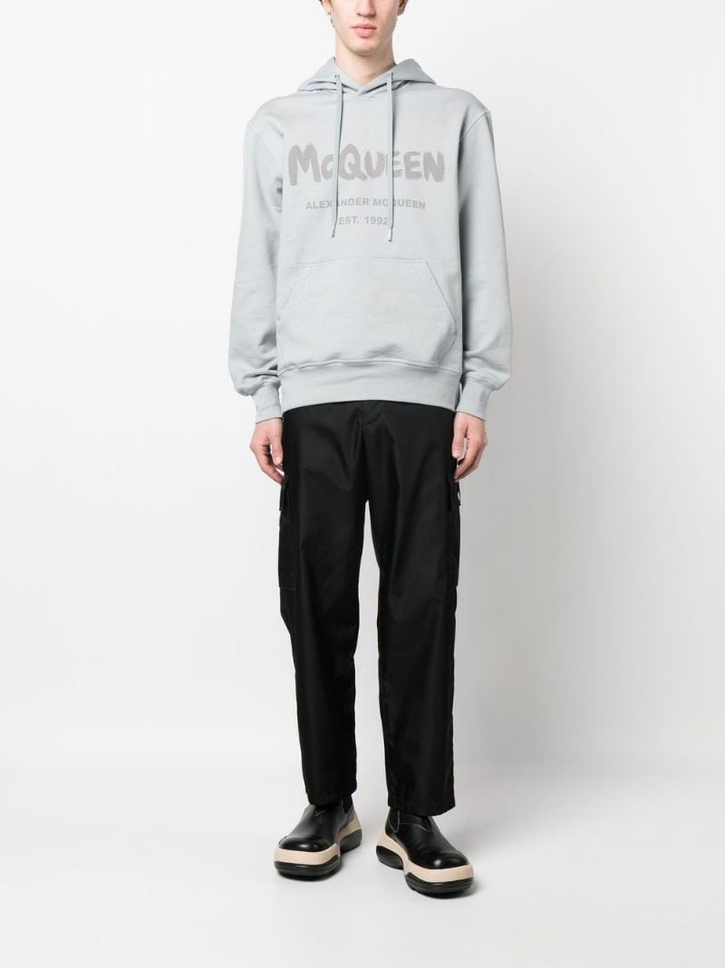 logo print drawstring hoodie - 2