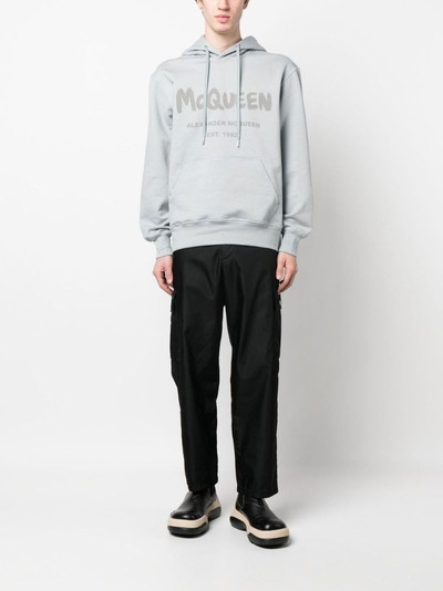 Alexander McQueen logo print drawstring hoodie outlook