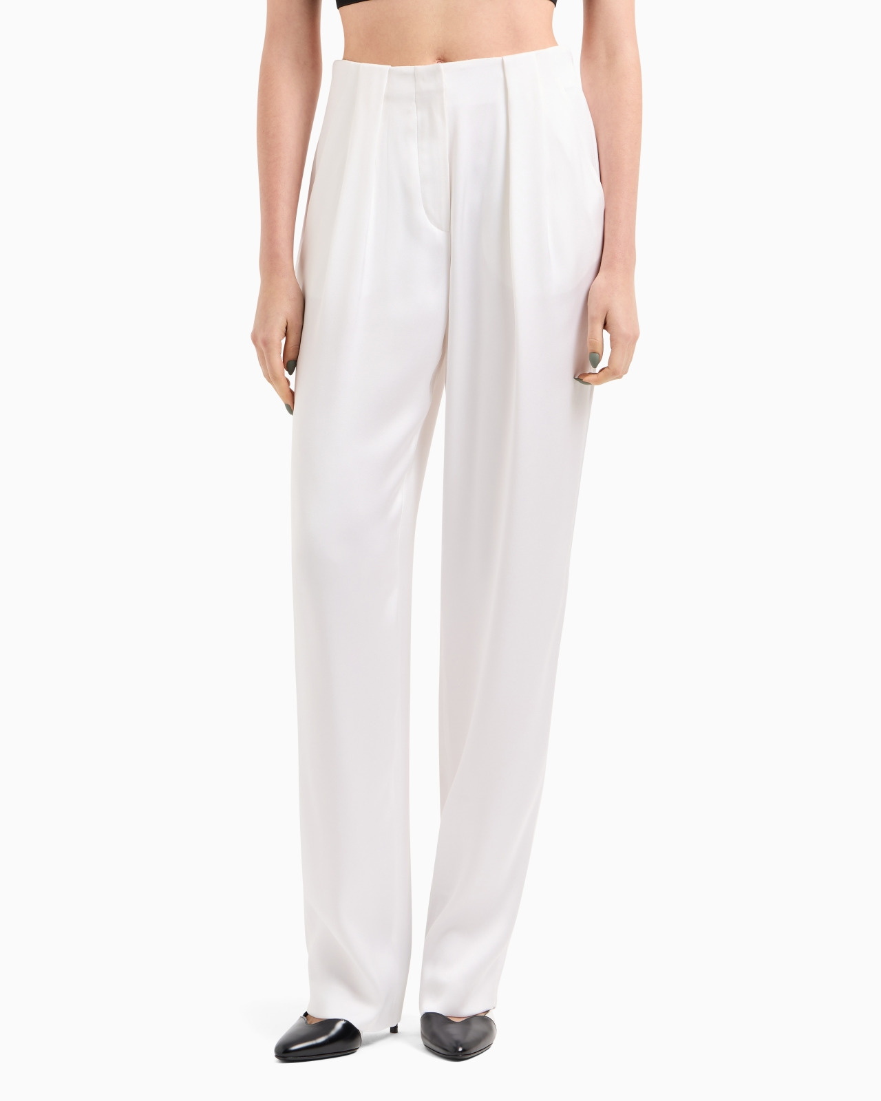 DOUBLE-SIDED SILK-SATIN TWO-PLEAT TROUSERS - 4