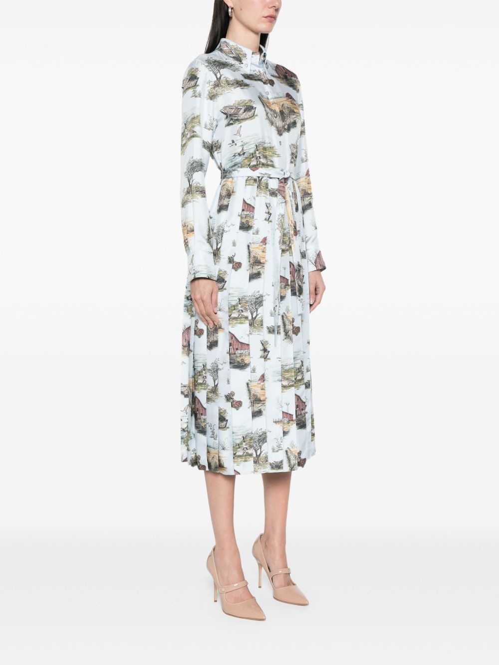 scenic toile pleated maxi dress - 3