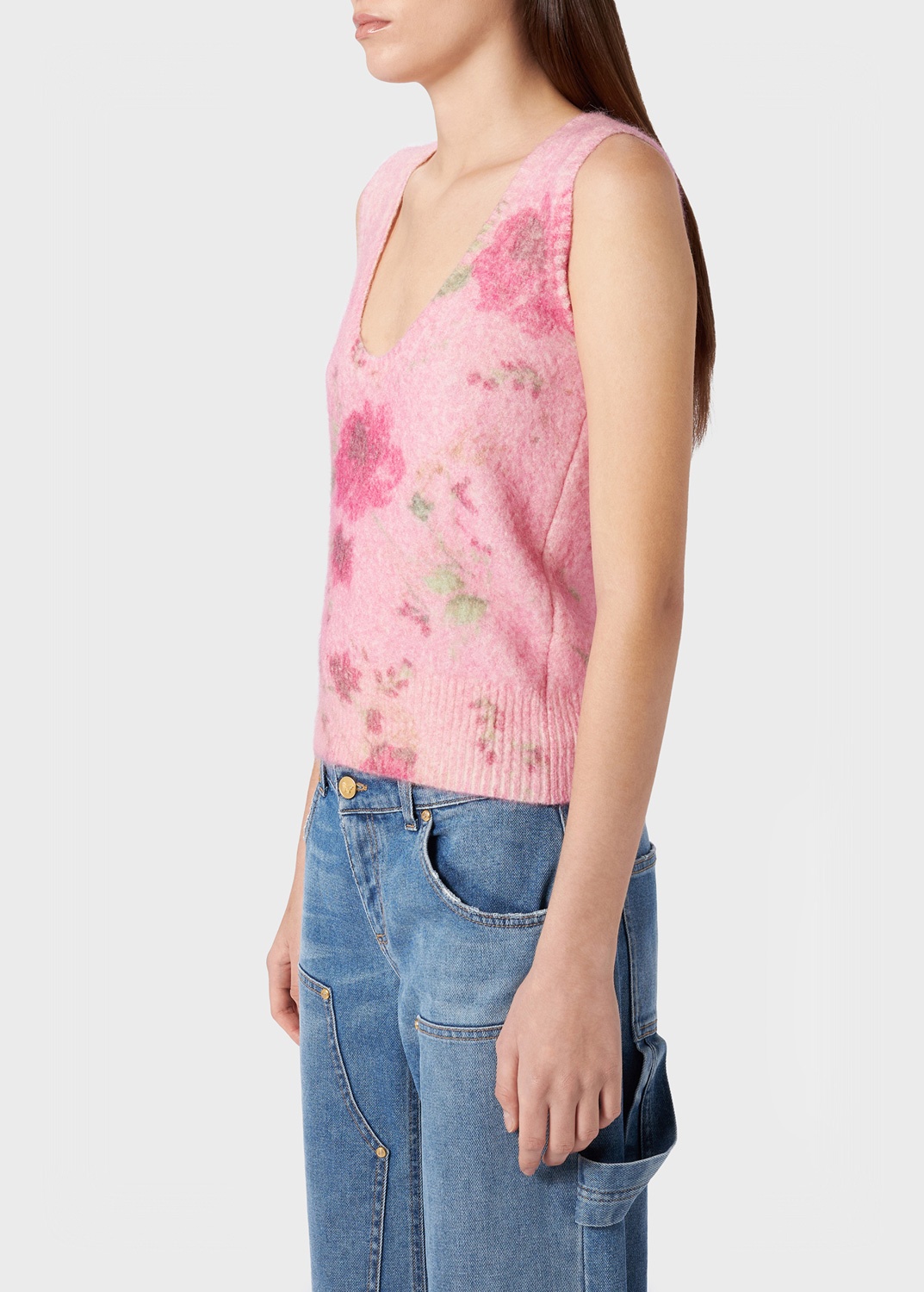 ALPACA BLEND TOP WITH ROSES PRINT - 5