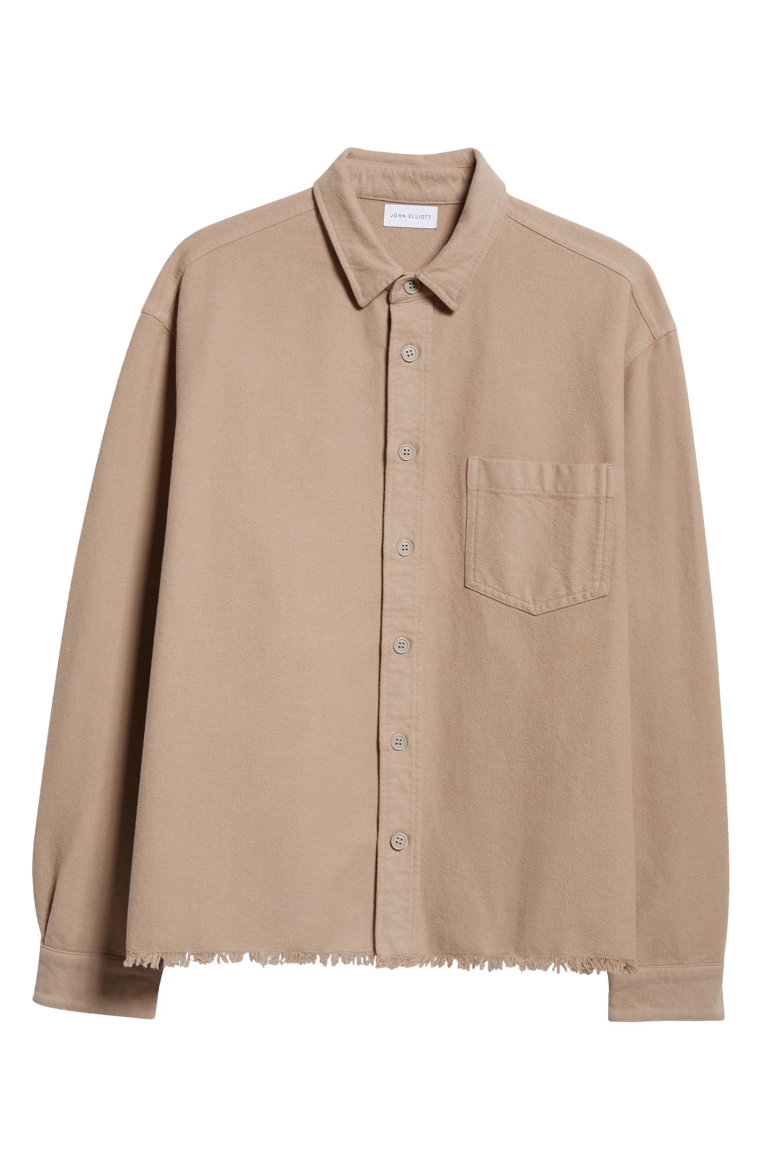 Hemi Oversize Raw Hem Button-Up Shirt - 5