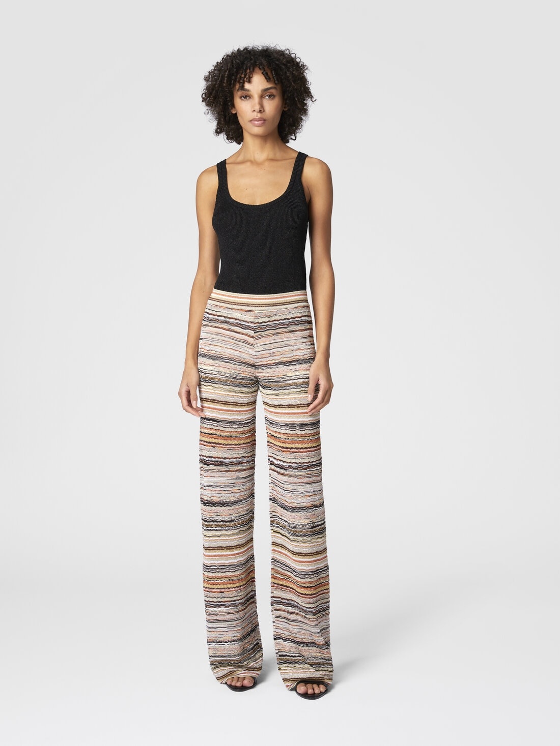 Straight trousers in lamé viscose embossed with wave pattern - 2