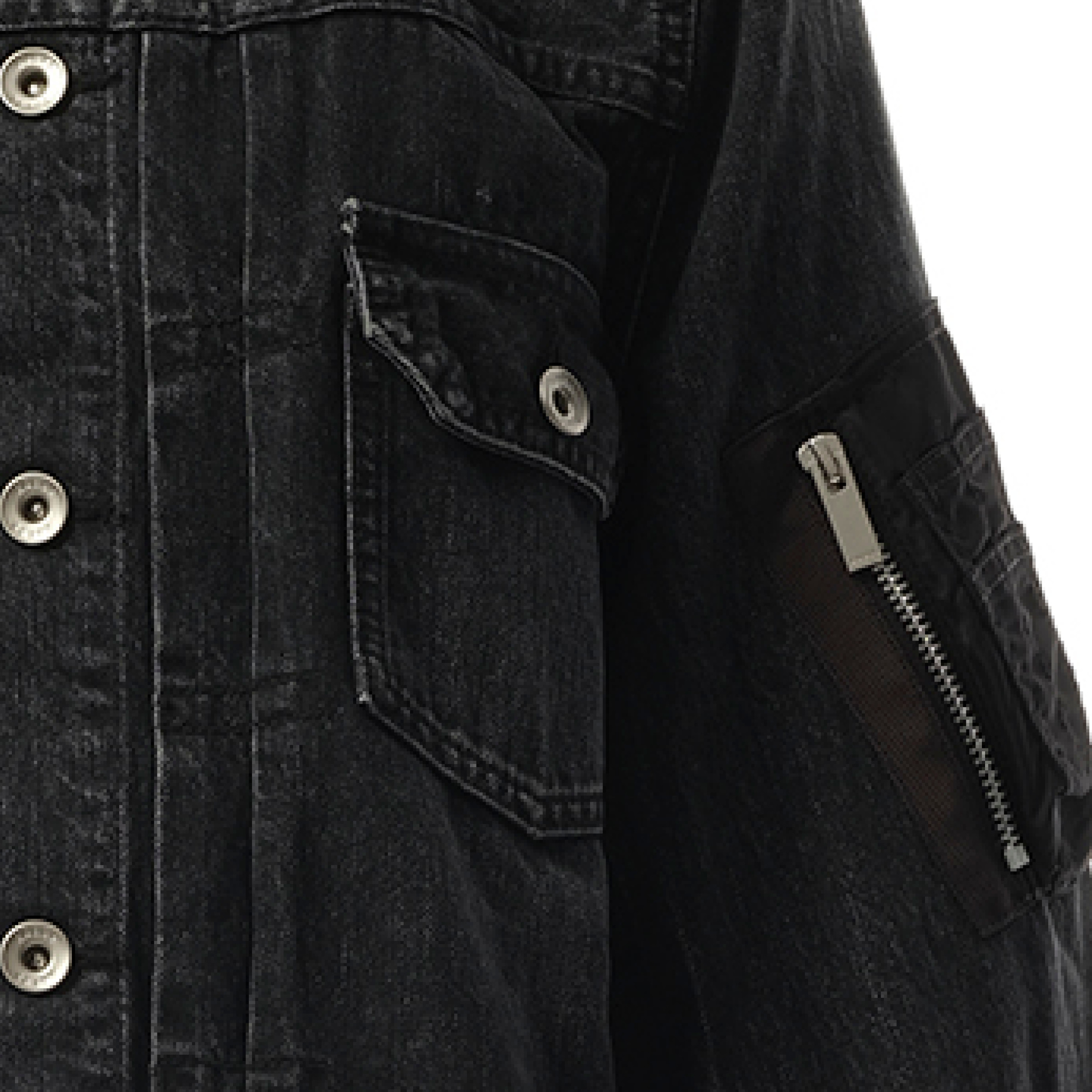Denim x Nylon Twill Jacket in Black - 3