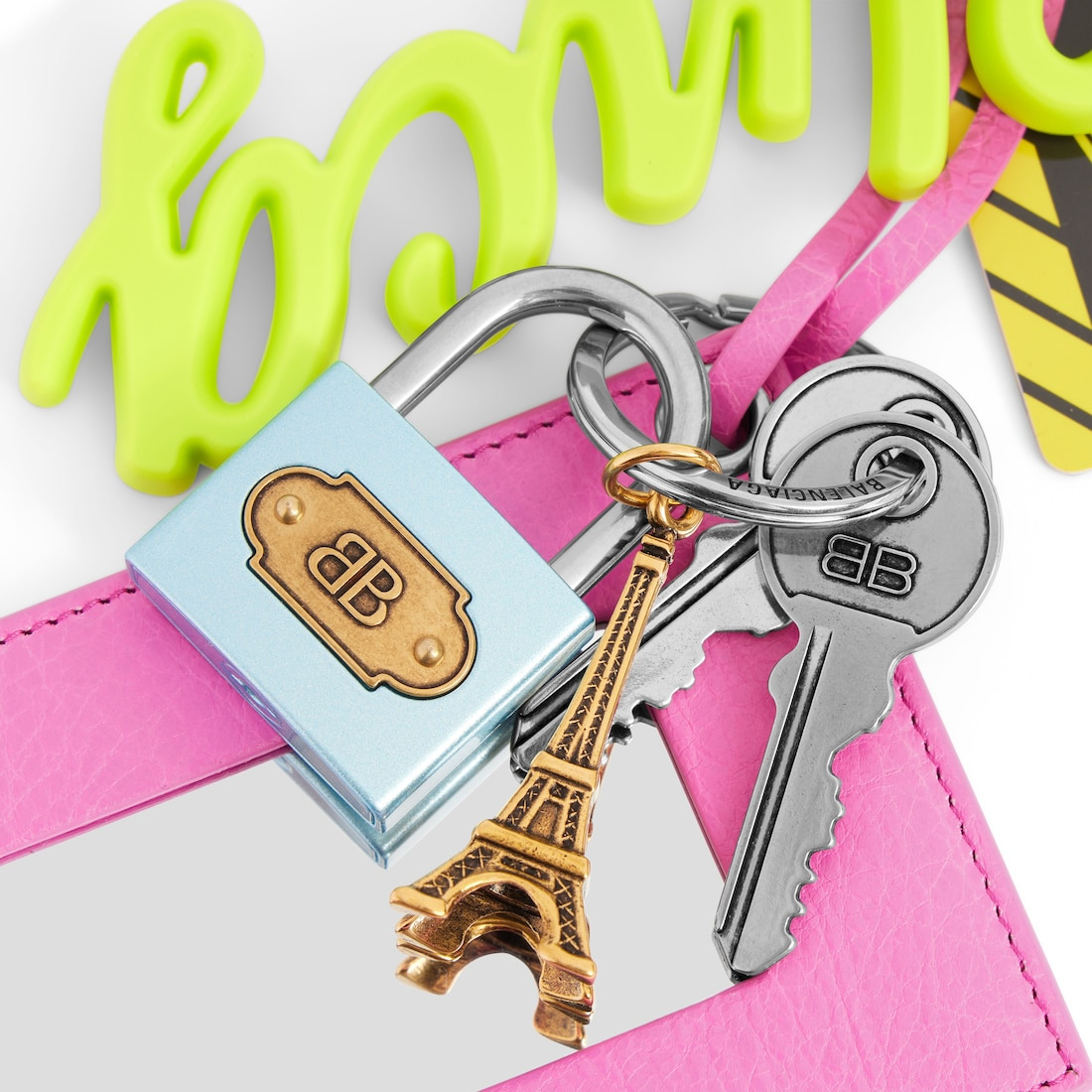 Charm/keychain Subway Mirror  in Glossy Pink/multicolored - 4