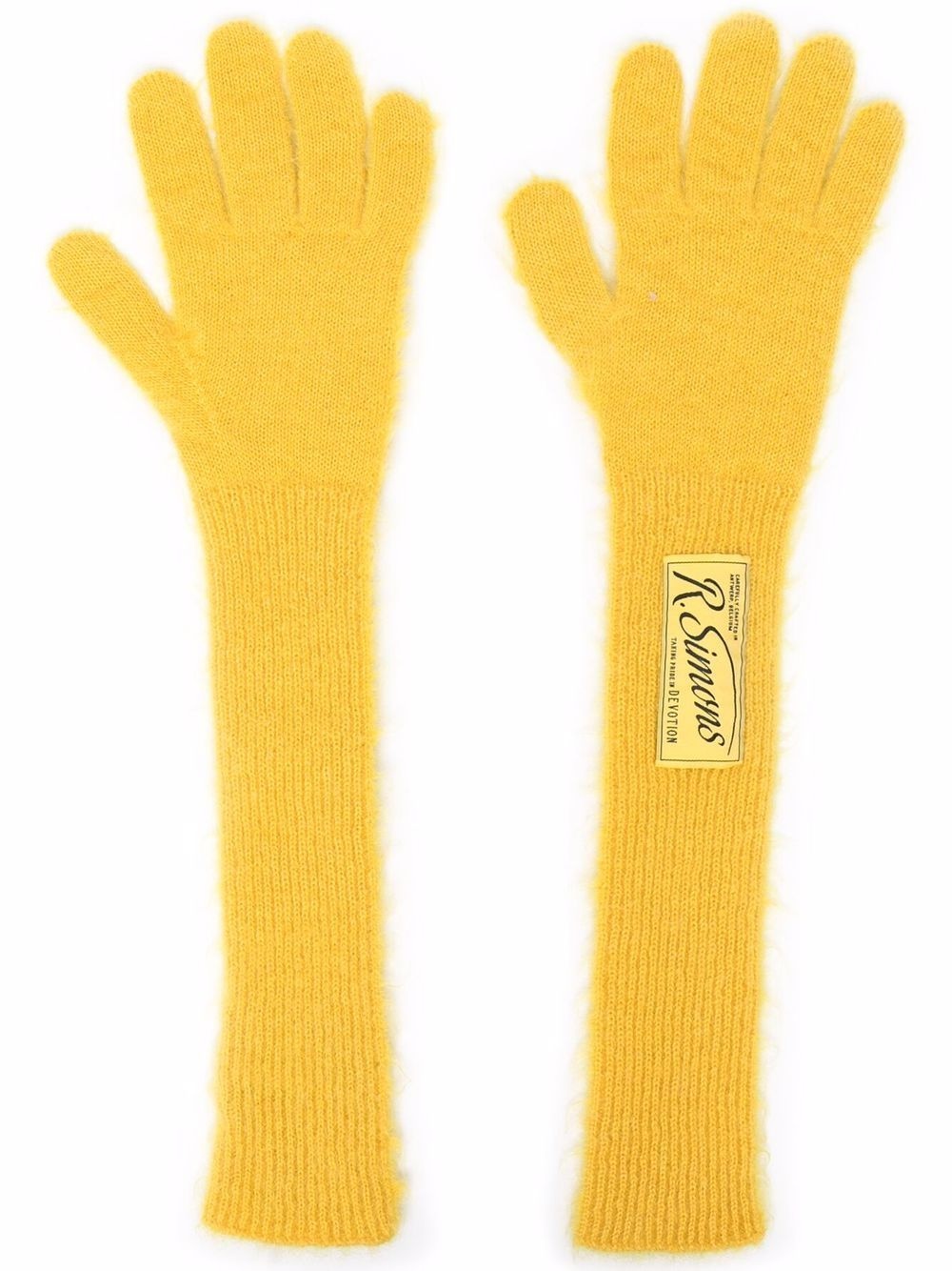 knitted elbow-length gloves - 1