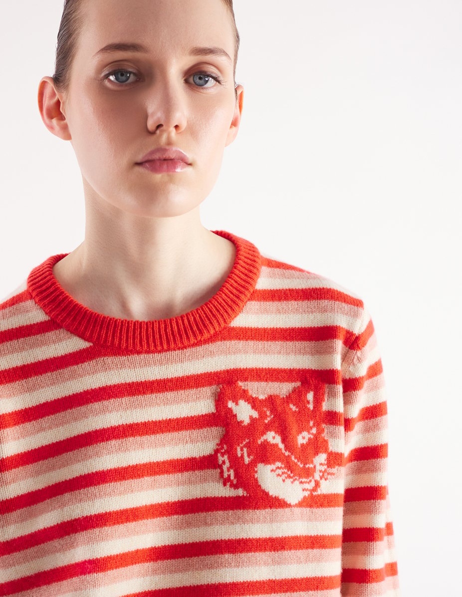 FOX HEAD INTARSIA STRIPED REGULAR JUMPER - 4