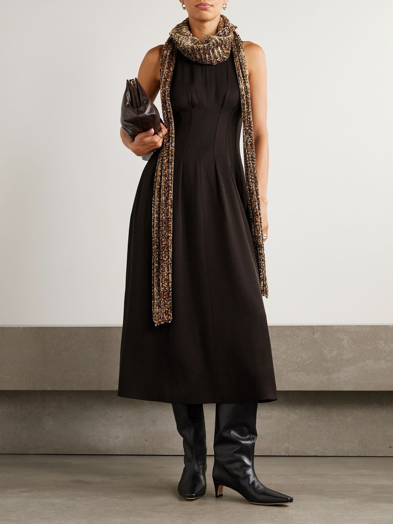 Proenza Schouler Bronwyn pleated twill midi dress Dark brown outlook