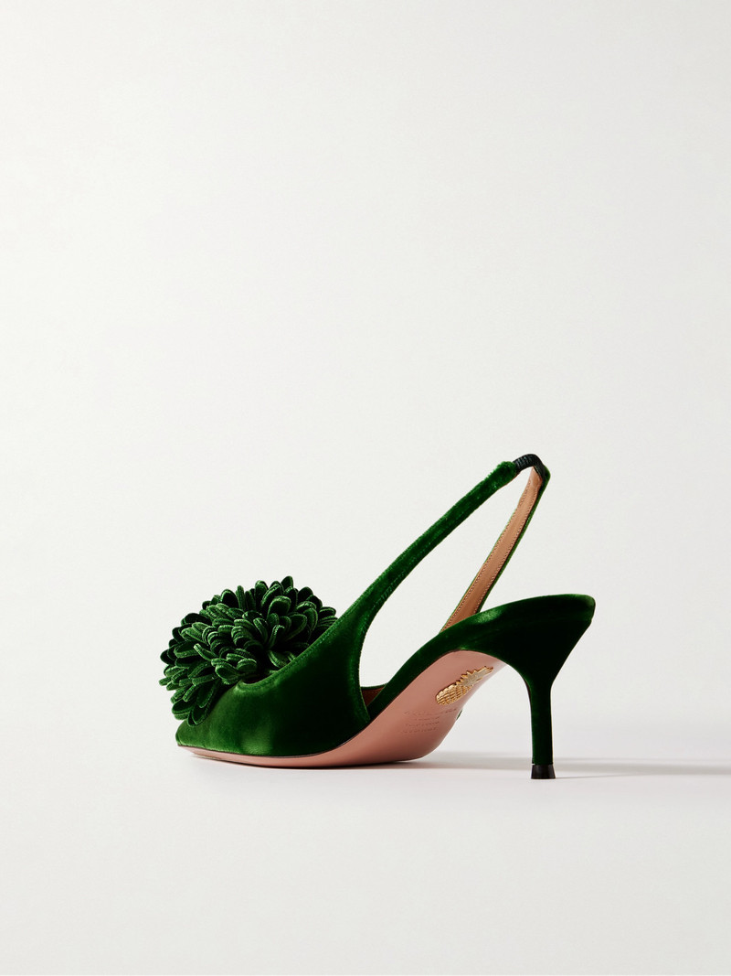 Couturier 65 Pompom-embellished Velvet Slingback Pumps 3