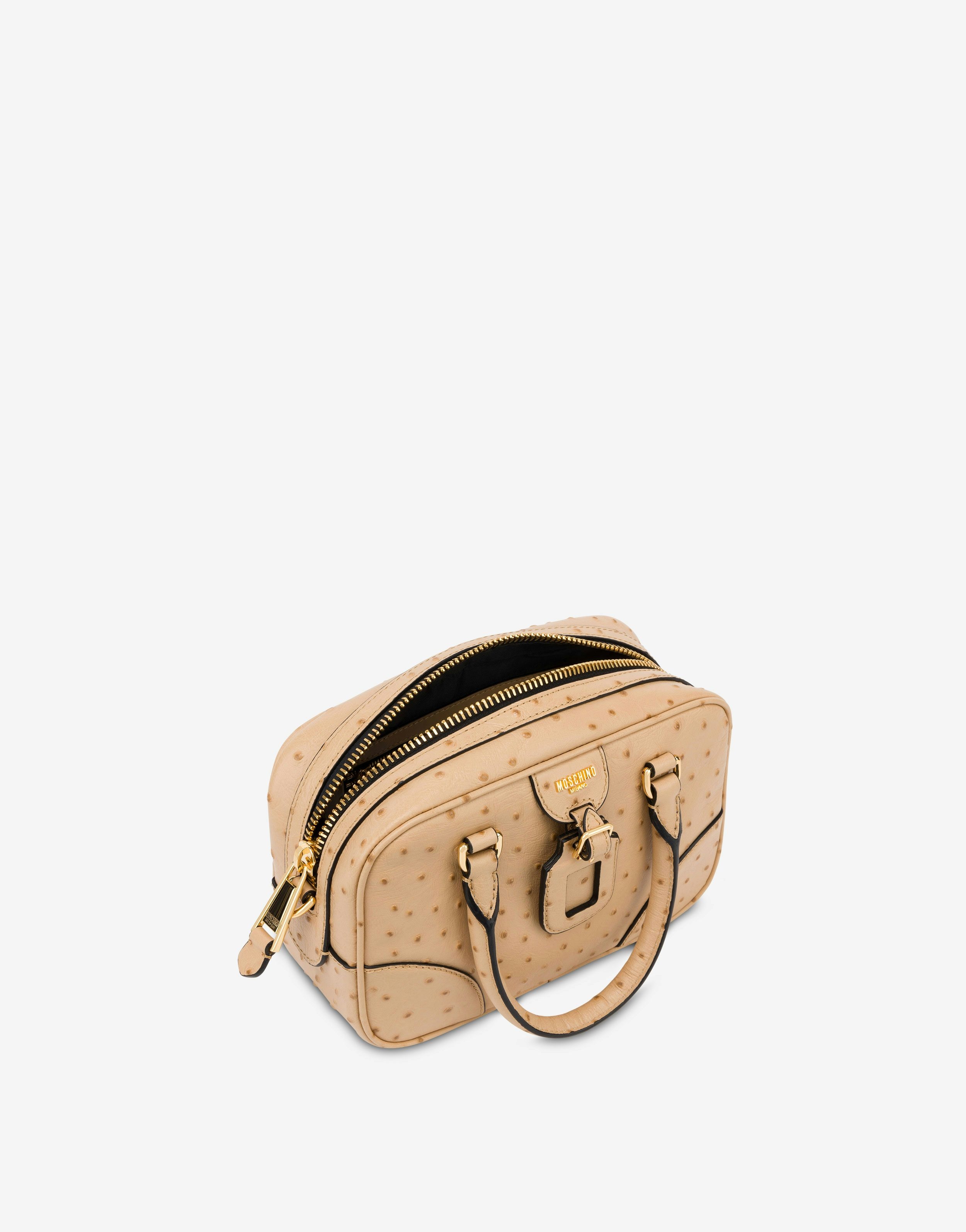 TRAVEL TAG HANDBAG WITH OSTRICH PRINT - 3
