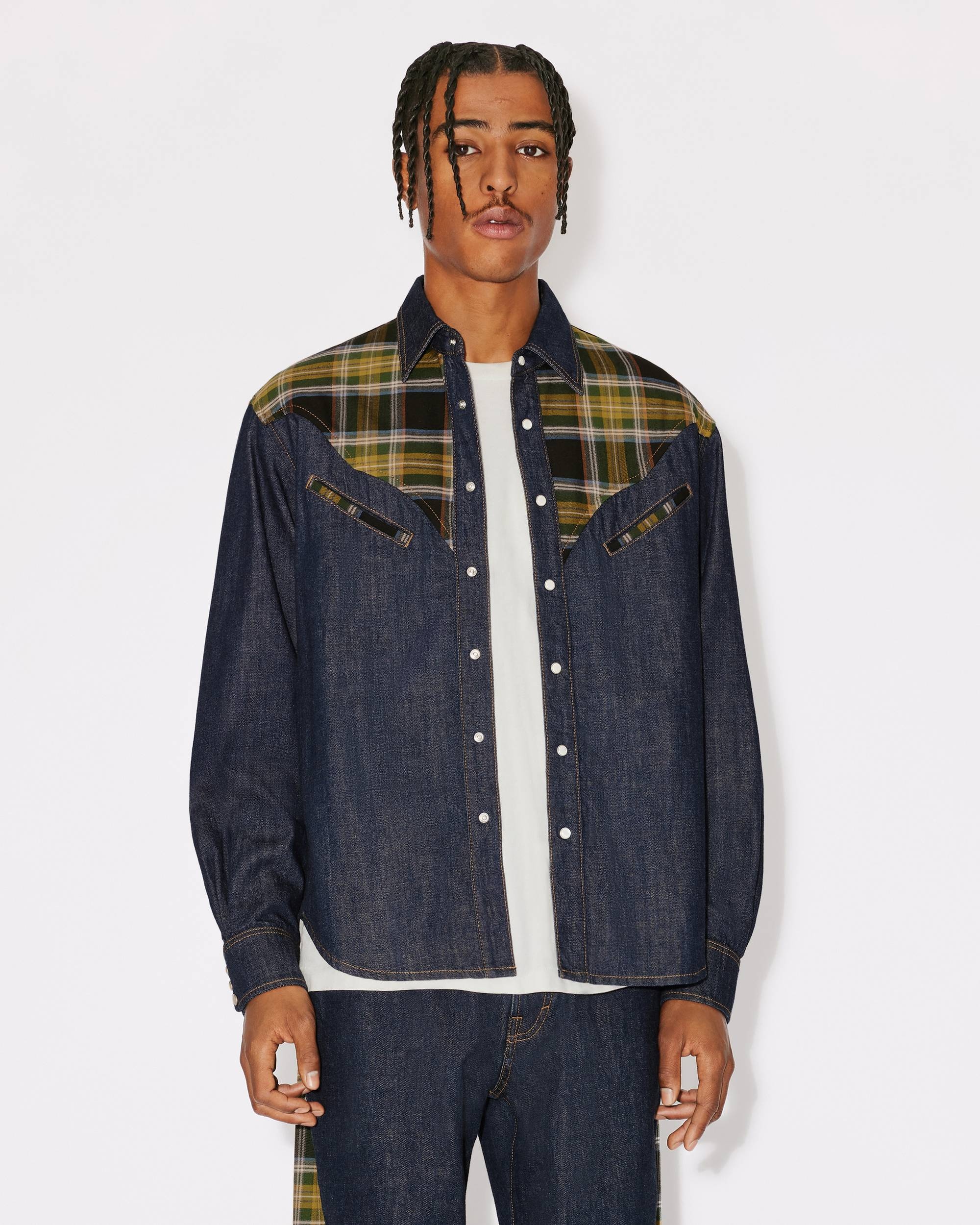 Checked denim cowboy shirt - 1