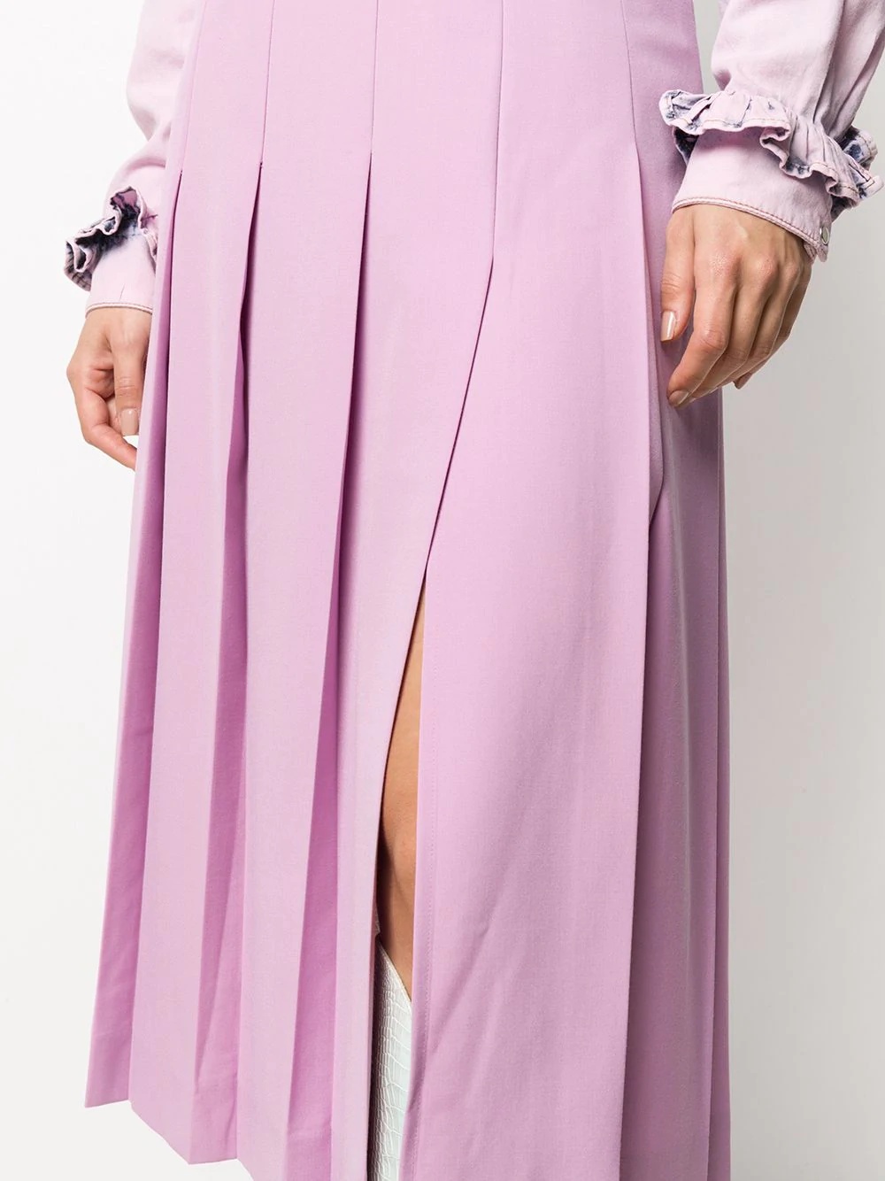 box-pleat mid-length skirt - 5