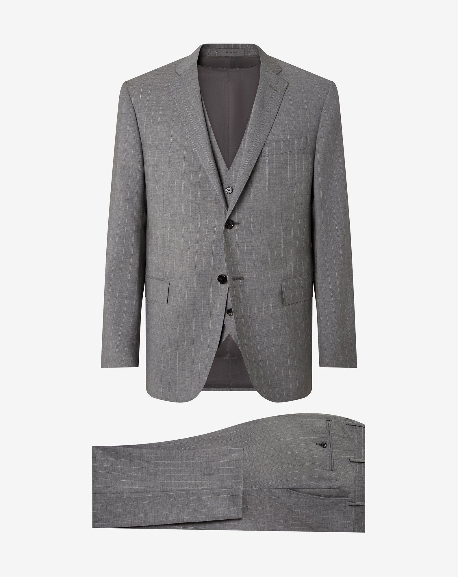 Grey wool and linen suit with waistcoat - 1