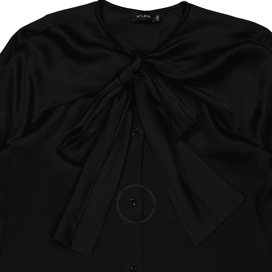 Atlein Ladies Black Cross Neckline Shirt, Brand Size 34 (US Size 0) - 5