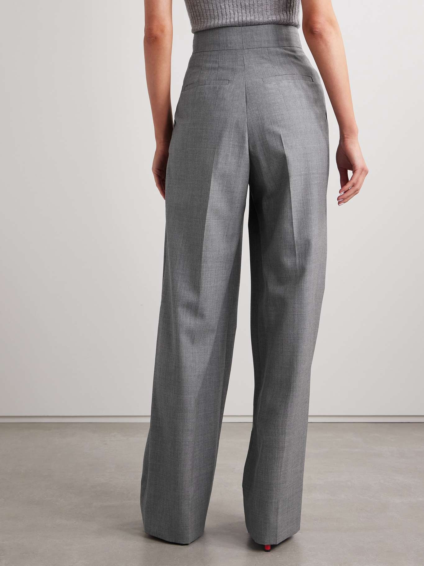 Pleated wool straight-leg pants - 3