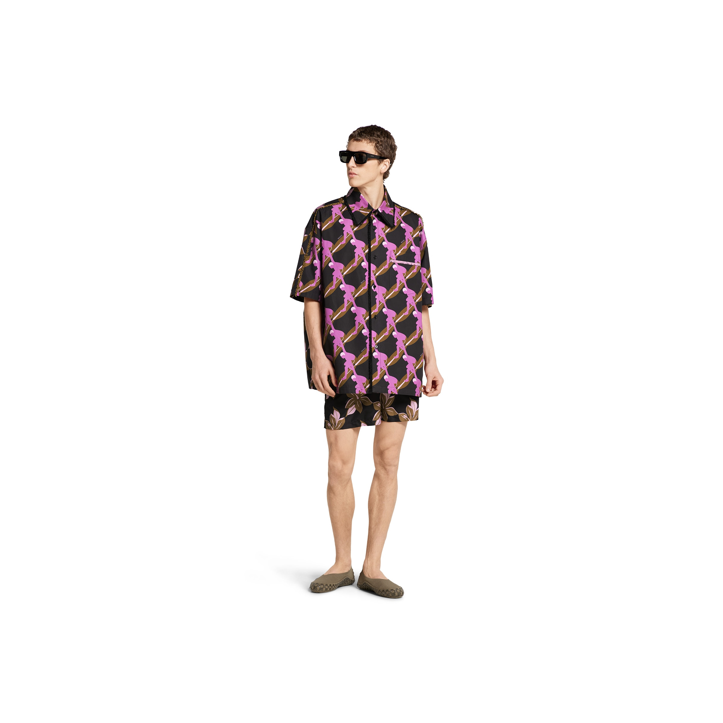 Printed technical poplin swim short - 2