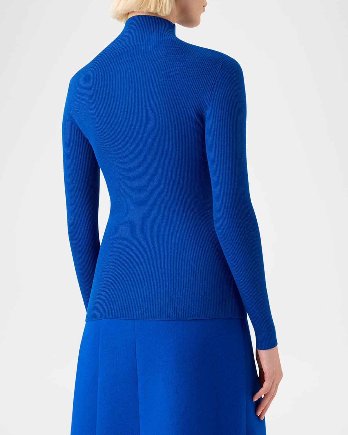 Mock-Neck Cashmere-Silk Fine Rib Sweater - 3