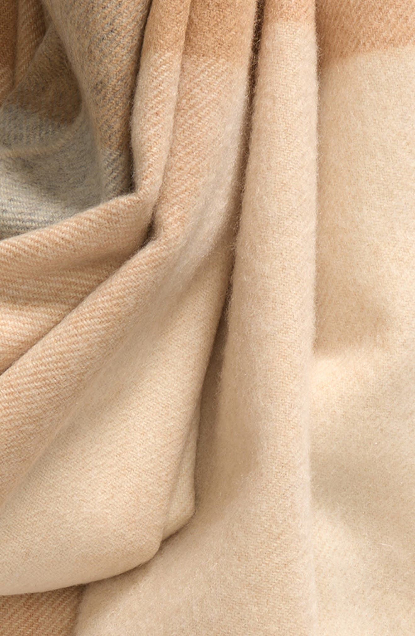 Johnstons of Elgin Block Check Cashmere Fringe Scarf in Camel at Nordstrom - 4