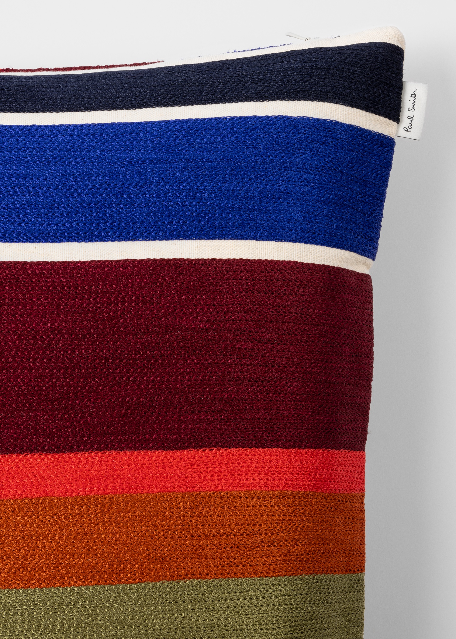 Ecru Embroidered 'Signature Stripe' Cushion - 4