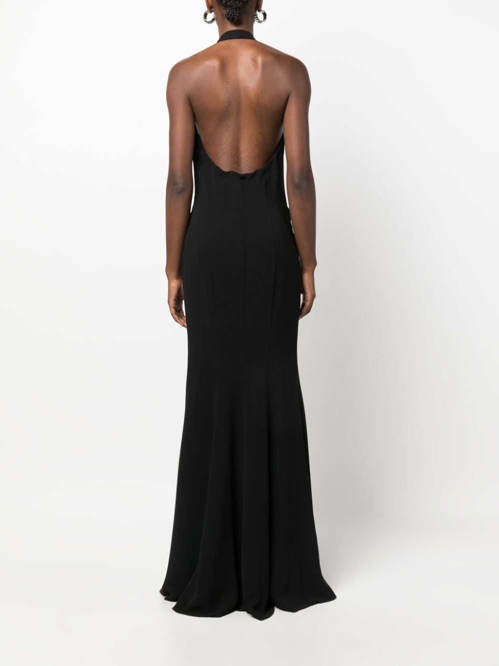 plunging V-neck sleeveless long dress - 4