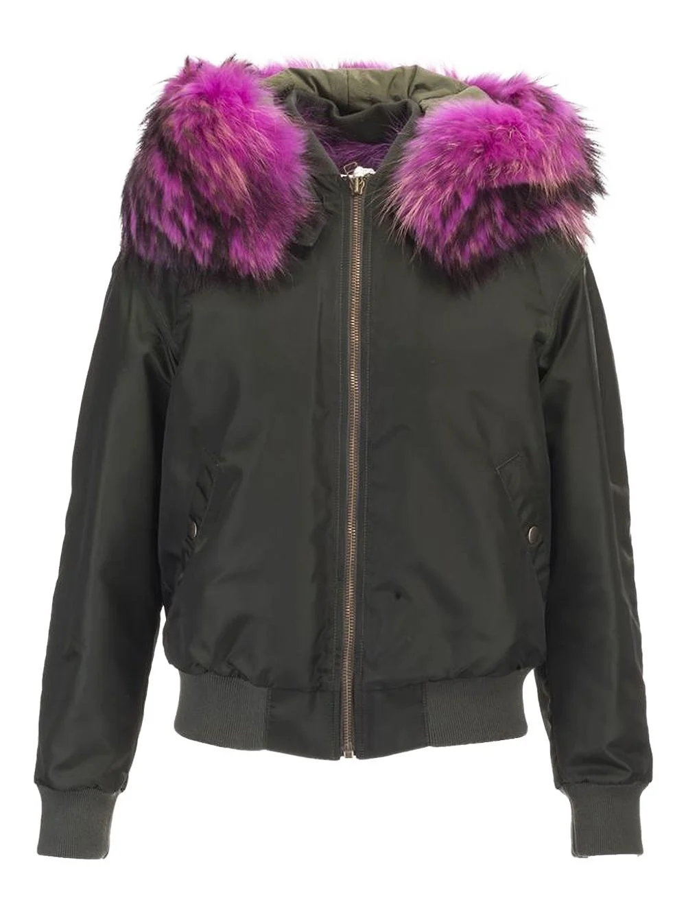 faux fur-trim jacket - 1