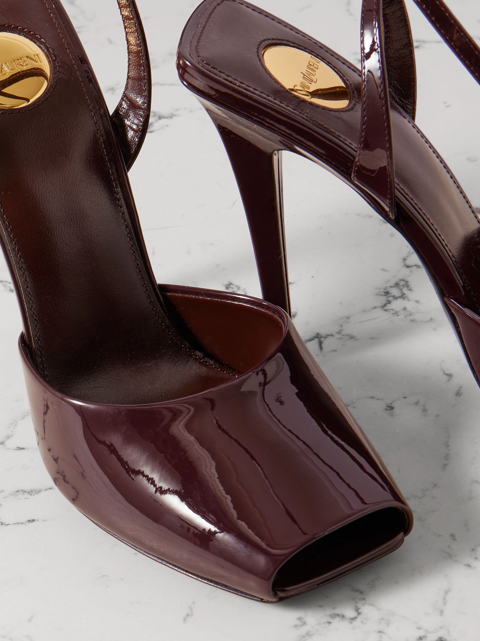 La Scandale patent-leather mules Brown - 4
