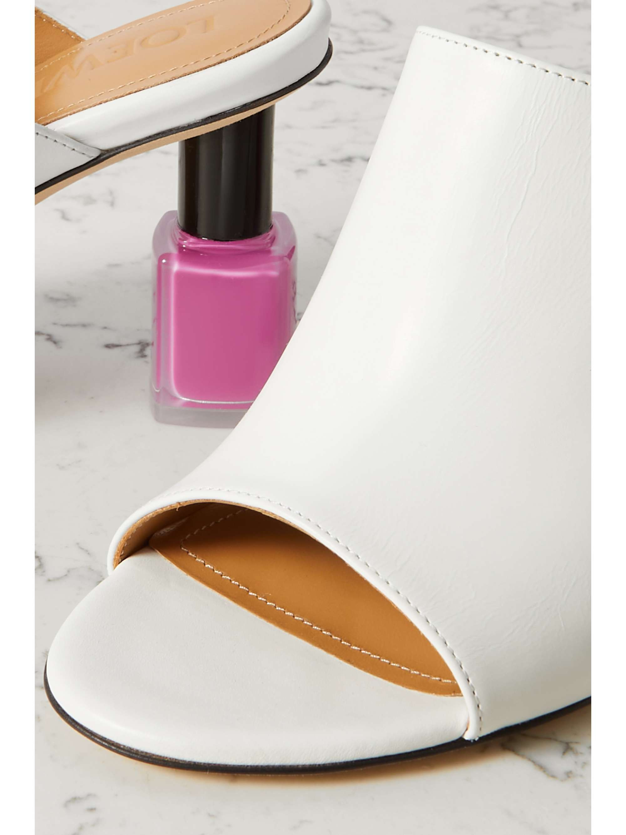 Loewe Women White Leather Nail Polish Mules - 2