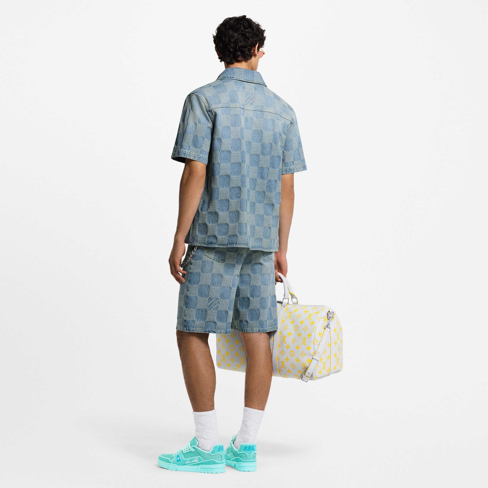 Damier 3D Light Denim Short-Sleeved Shirt - 3