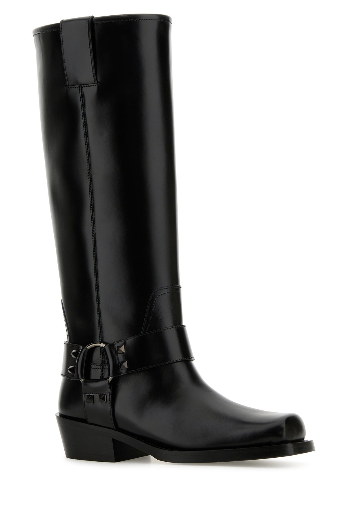Black leather Biker Rockstud boots - 2
