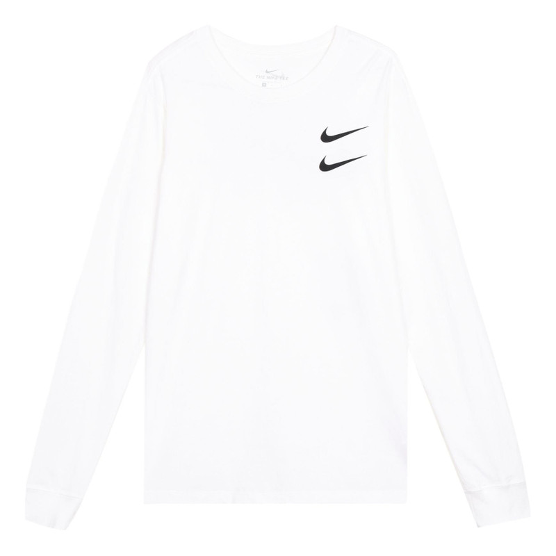 Nike Sportswear Swoosh LS Tee US Edition Round Neck Long Sleeves White CK2259-100 - 1