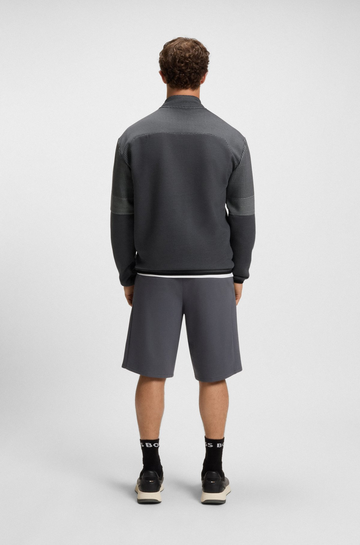 RELAXED-FIT ZIP-NECK SWEATSHIRT WITH QUILTED JACQUARD - 5