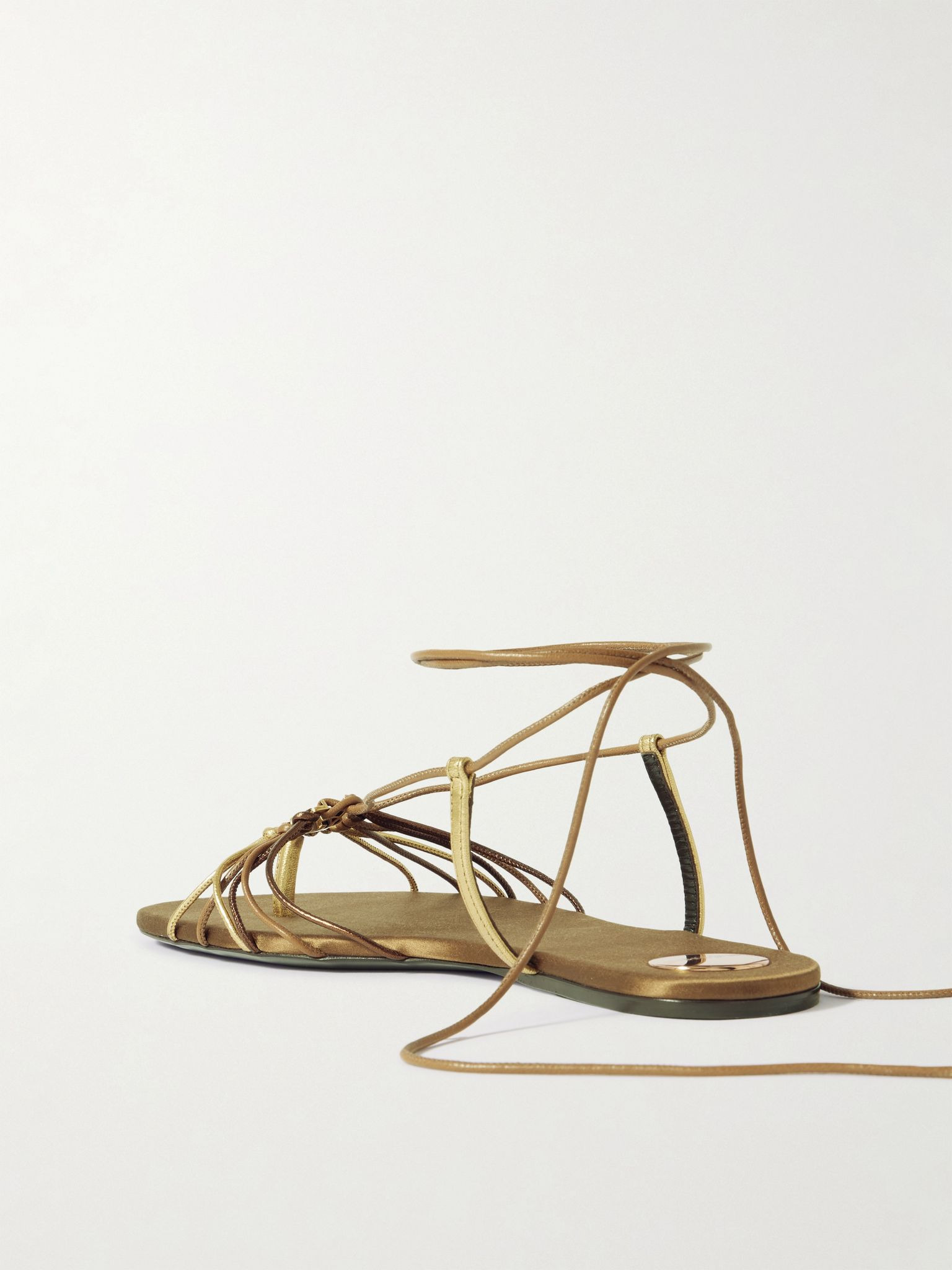 Babylone embellished metallic leather sandals Brown - 3