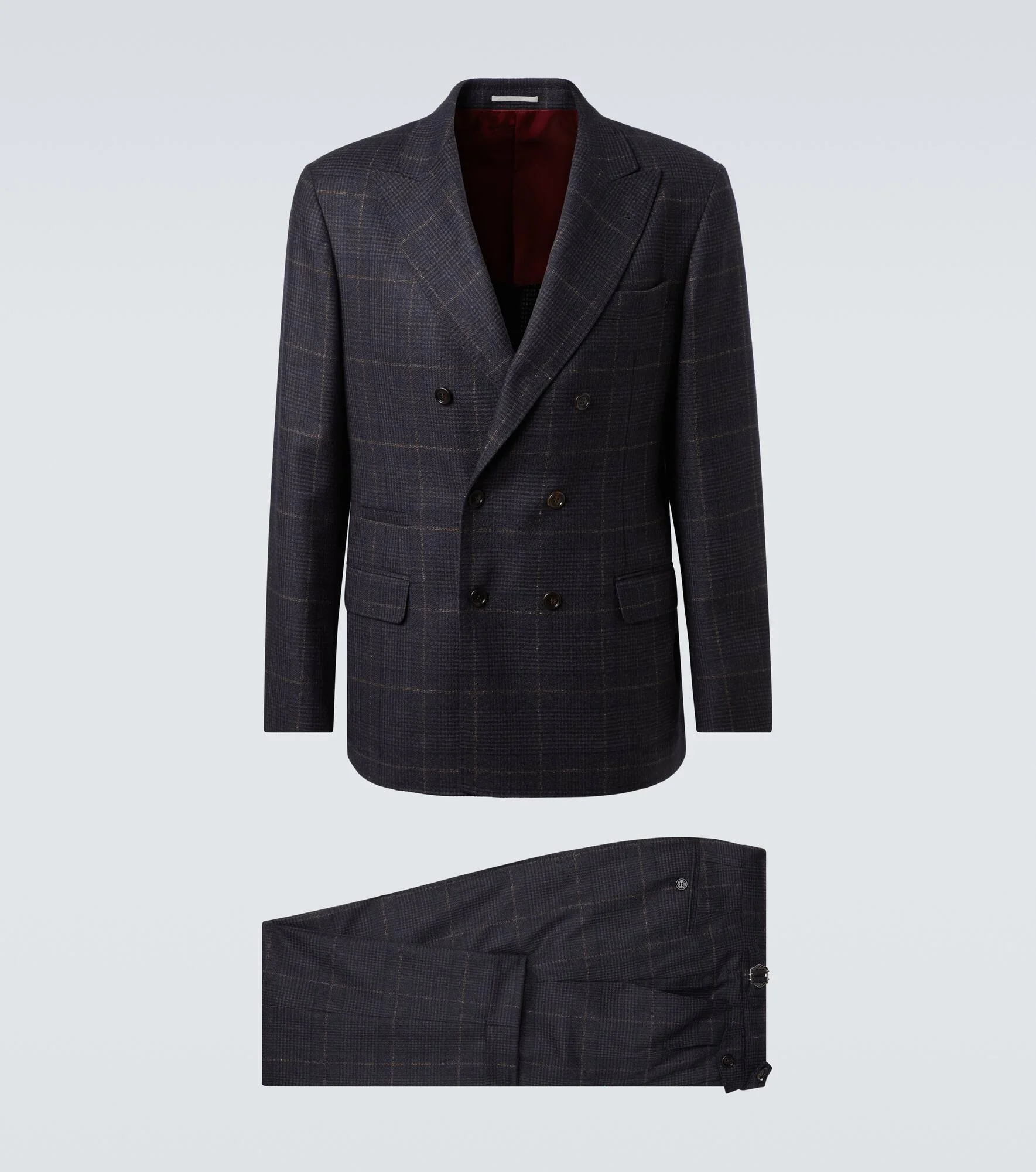 Checked cashmere and wool suit - 1