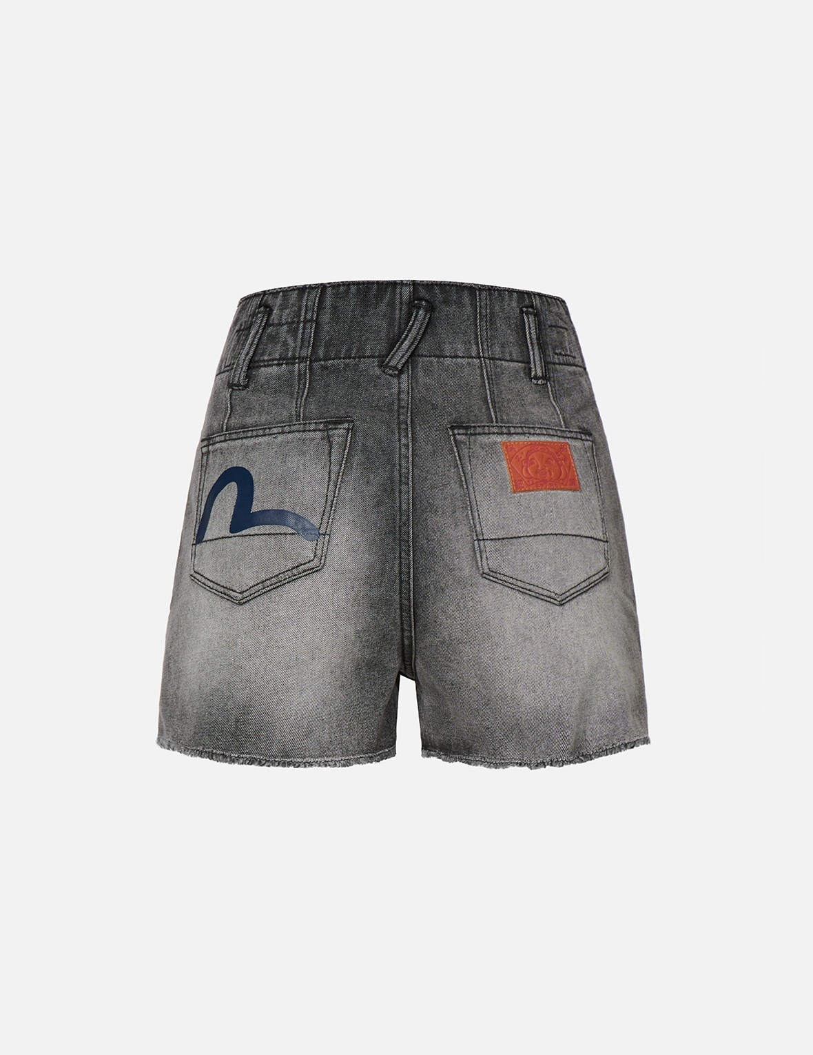 SEAGULL PRINT LIGHT GREY DENIM SHORTS - 1