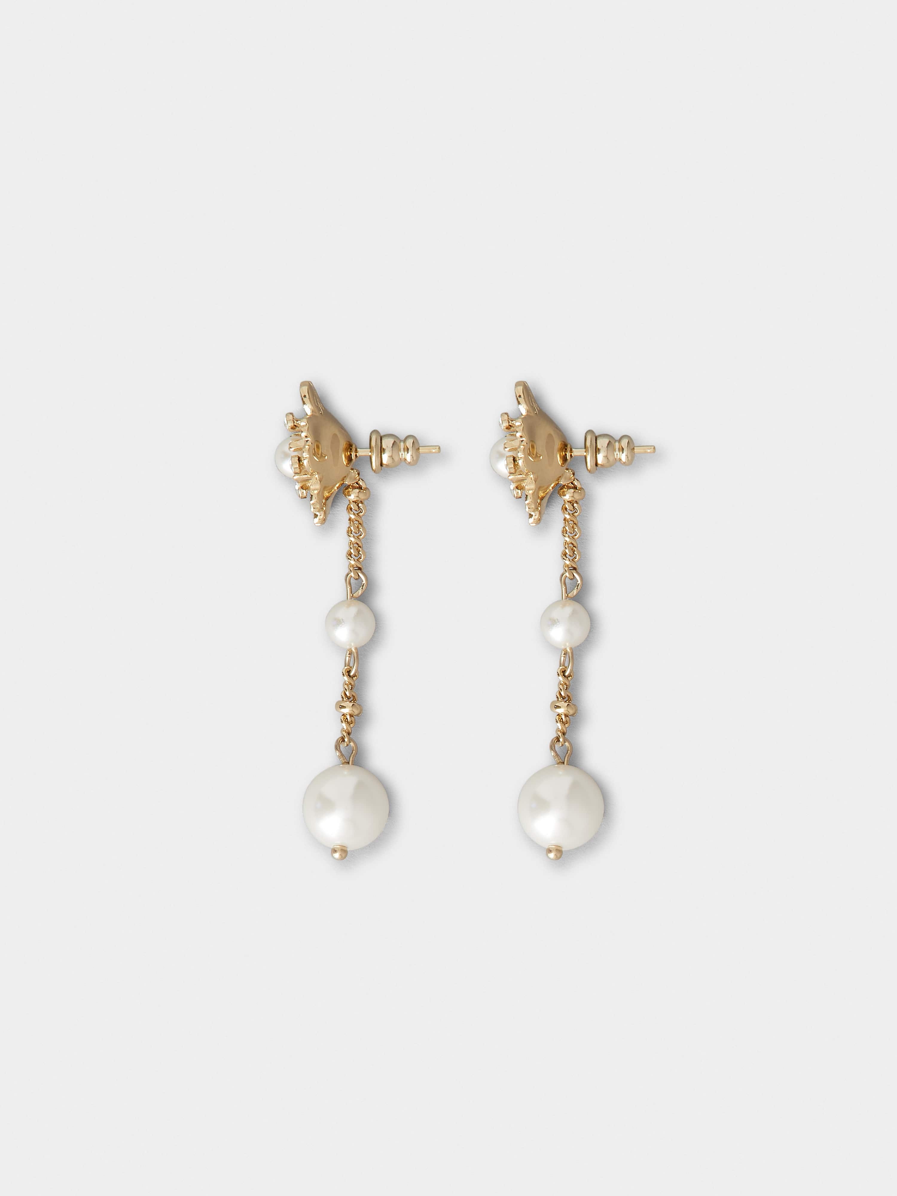 RV Bouquet Strass Pearl Pendant Earrings in Metal - 3