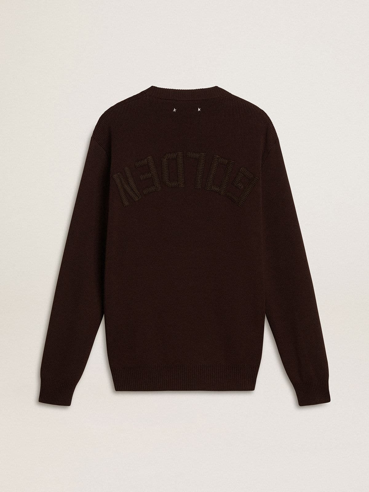 Men's brown crew-neck sweater with 'Golden' lettering on the back - 6