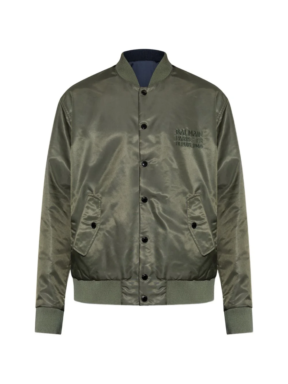 logo-embroidered reversible jacket - 1