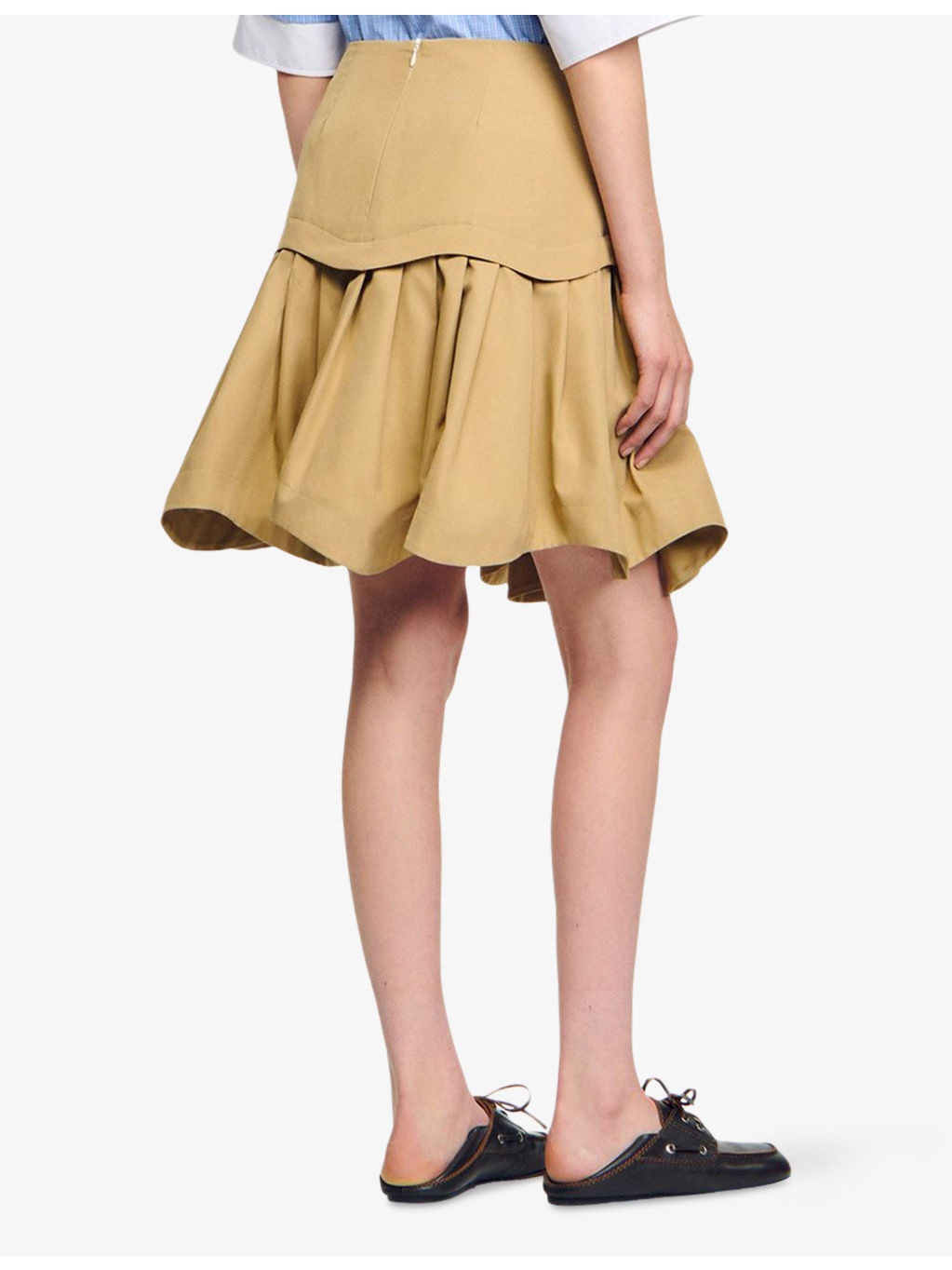 High-Rise Ruffle-Hem Cotton Mini Skirt - 4