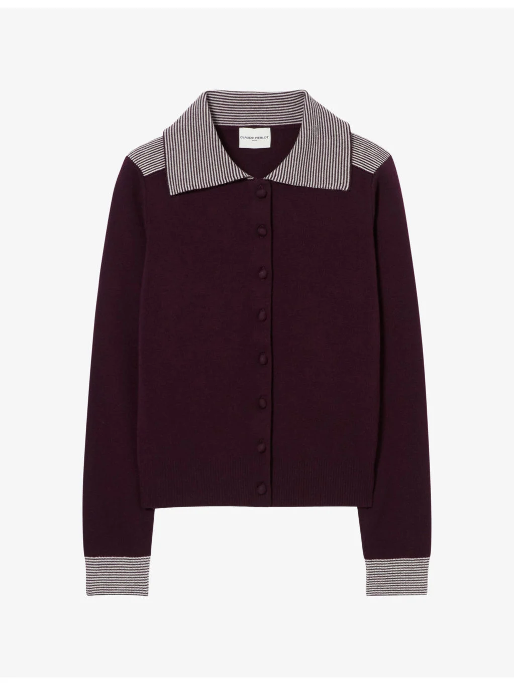 Striped-Trim Knitted Wool-Blend Cardigan - 1